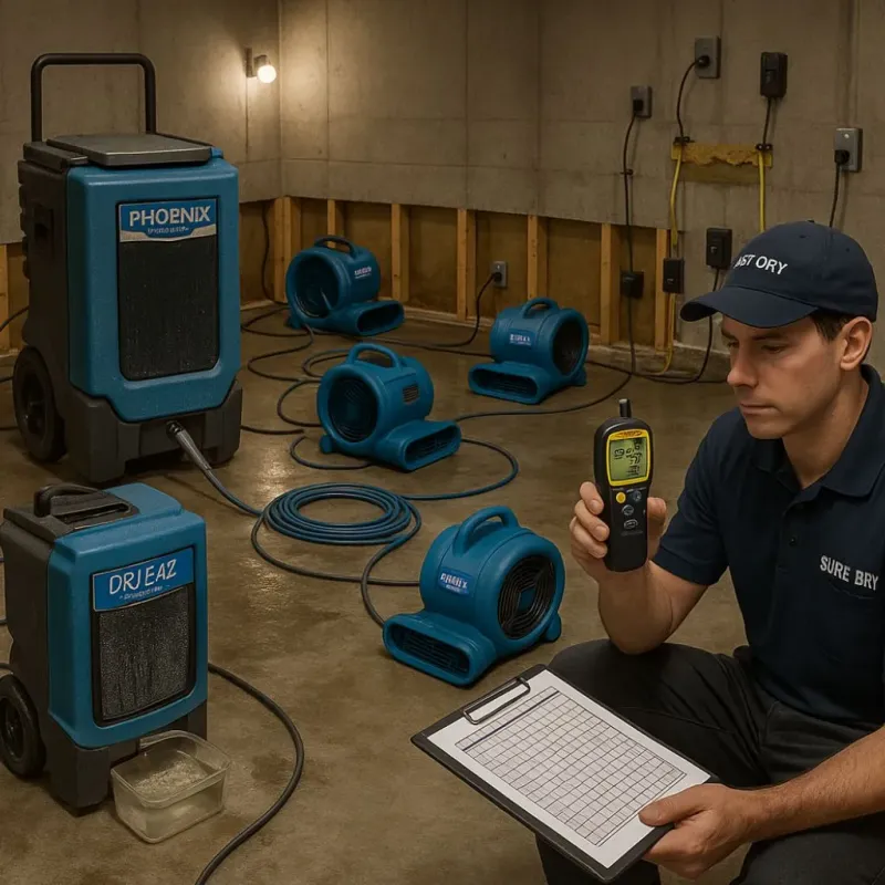 Structural Drying and Dehumidification process in Tatum, TX